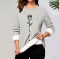 thumbnail image 1 of Heisall Chemises de Base pour Femmes Automne Hiver Imprimé Floral Col Rond Manches Longues Épaissies Polaire Teddy Shearling Chaud Ajusté Hauts Thermiques pour Usage Quotidien par Temps Froid, 1 of 3