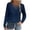 Navy, variant on CFLVAEK Waffle Knit Tops for Women Casual Hollow Out Lace Crewneck Blouses Loose Fit Long Sleeve Fall Shirts Solid Color Going Out Tops Blue XL