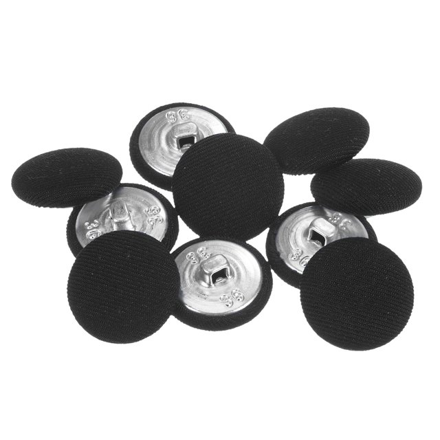 Unique Bargains 10pcs 36L Fabric Cloth Covered Button 23mm Round Metal Shank Sewing Buttons for Suits Dress Blouses, Black