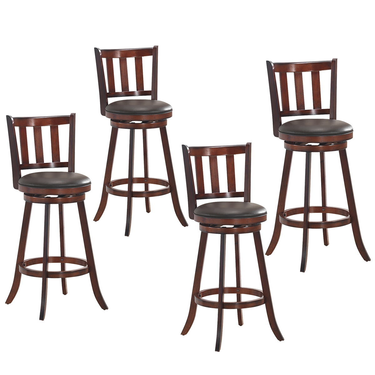 Costway Set of 4 31'' Swivel Bar stool Leather Padded Dining Kitchen Pub Bistro Chair