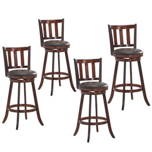 Costway Ensemble de 4 Tabouret de 31'' Swivel Bar en cuir Pub cuisine rembourré Chaise Bistro