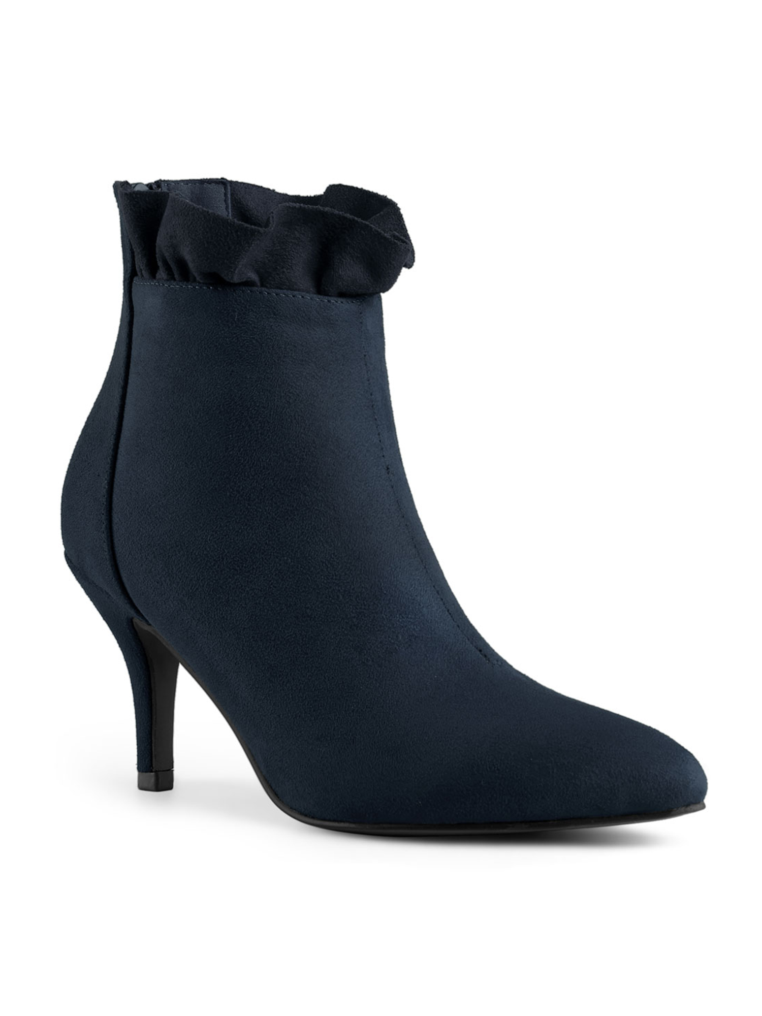 Unique Bargains Bottines à Talon Aiguille à Volants avec Fermeture Éclair pour Femmes
