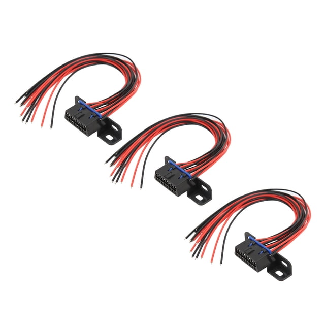 OBD2 Cable, Diagnostic Interface Cable Flexible 30cm Long 3Pcs With 16Pin Female Connector For Auto Diagnostic Tool