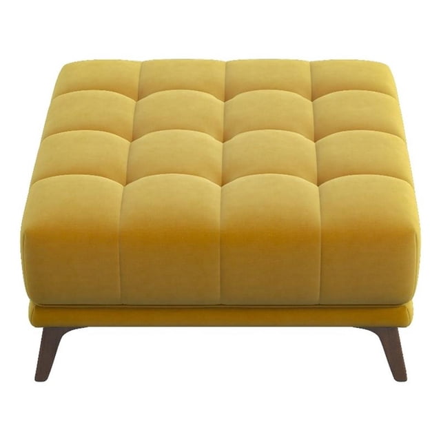 Allen Mid Century Modern Velvet Ottoman in Gold