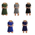 thumbnail image 2 of Robe Femme en Polyester Couleur Unie Col Rond Décontractée Ample Robes Intérieur Extérieur Voyage Vêtements Festival Cadeaux d'Anniversaire Vert P, 2 of 5
