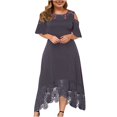 thumbnail image 1 of CHUANK Robes Maxi d'Été Grande Taille pour Invitée de Mariage Robe en Dentelle à Empiècements Épaules Dénudées Longues Robes Manches Courtes, 1 of 7