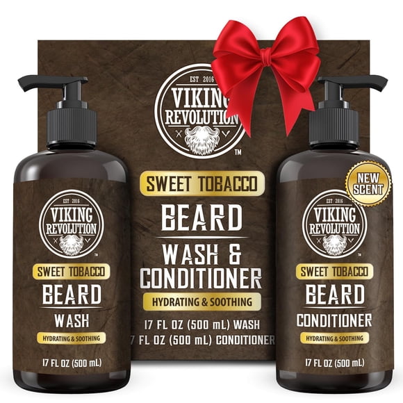 Viking Revolution Beard Wash and Beard Conditioner for Men with Argan Oil and Jojoba Oil - Beard Softener and Strengthener Beard Care Beard Shampoo a