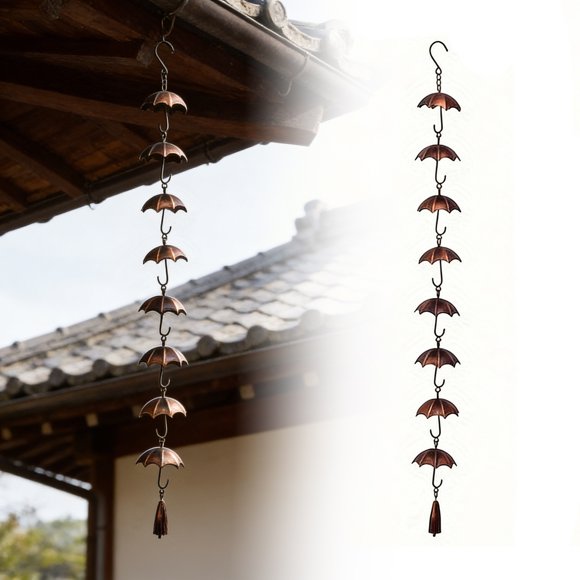 Shaped Wind Chime Metal Hanging Wind Decorative Outdoor Garden Patio Porch Yard Home Housewa Bronze Finish, 39.3 inch, Coffee