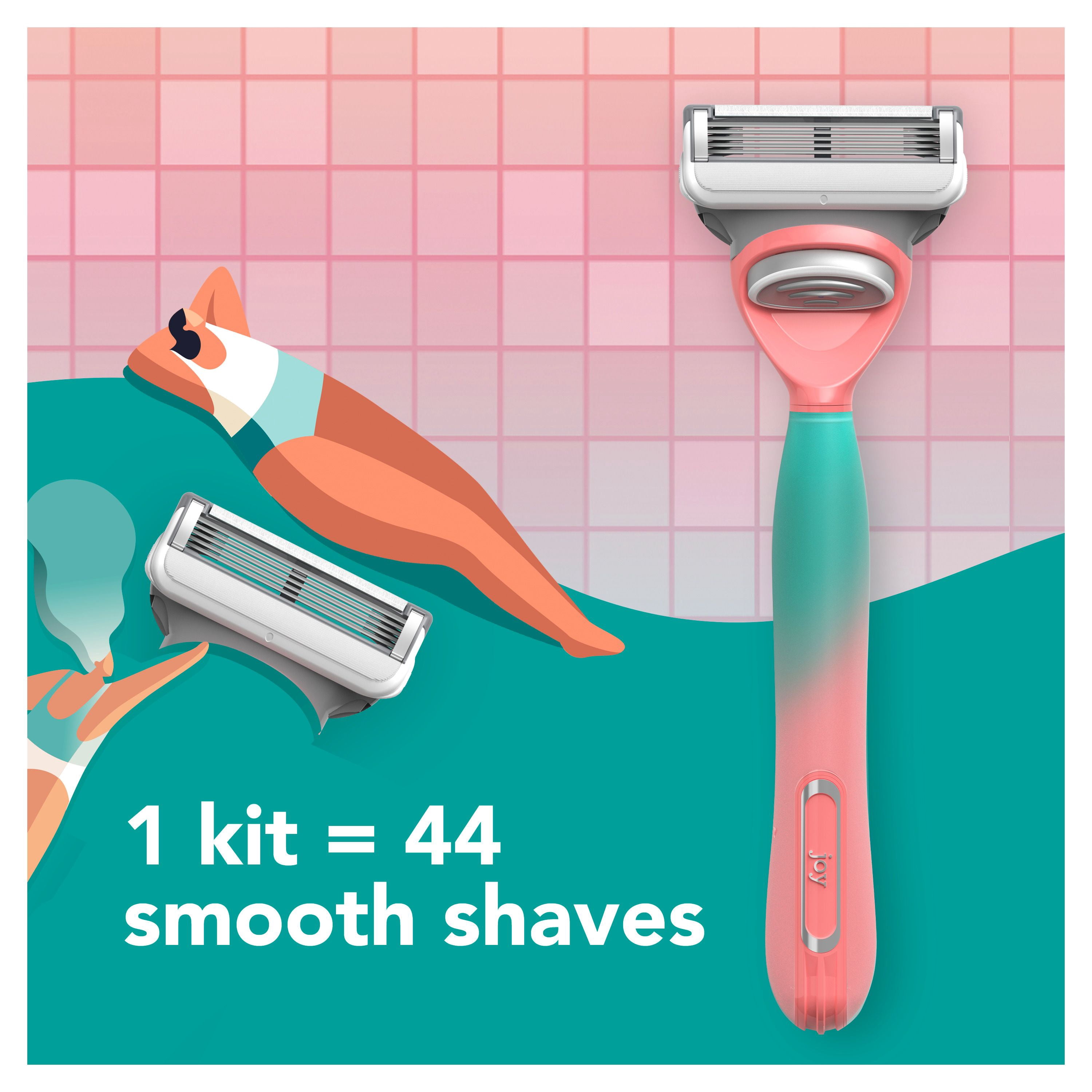 joy Rasoir pour Femmes Qui Change de Couleur, Trousse de Rasage avec 1 Manche + 2 Cartouches de Lames