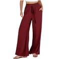 thumbnail image 1 of FNFYFH Clearance Women's Plus Size Linen Pants Elastic Waist Solid Color, 1 of 5