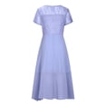 thumbnail image 4 of EGNMCR Robes de Soirée pour Femmes, Robes Formelles pour Femmes, Robes de Cocktail pour Femmes Femmes Unies à Manches Courtes Col Rond Dentelle Mousseline Maille Taille Robes de Fête Jupe en Mousseline pour Femmes, 4 of 6