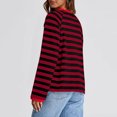 thumbnail image 5 of Hauts pour Femmes à Rayures Col Ras du Cou Manches Longues T-Shirts à Blocs de Couleur Automne Décontracté Ample Confortable Blouse, 5 of 5