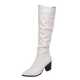 thumbnail image 1 of B91xZ Bottes de Neige d'Hiver pour Femmes Bout Rond Talon Bloc Bottines pour Femmes, Blanc 8, 1 of 5
