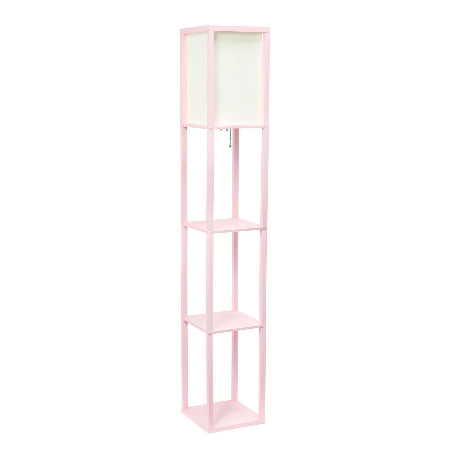 Lampe de sol Etagere Simple Conceptions Etagère de rangement avec abat-jour en lin, rose clair