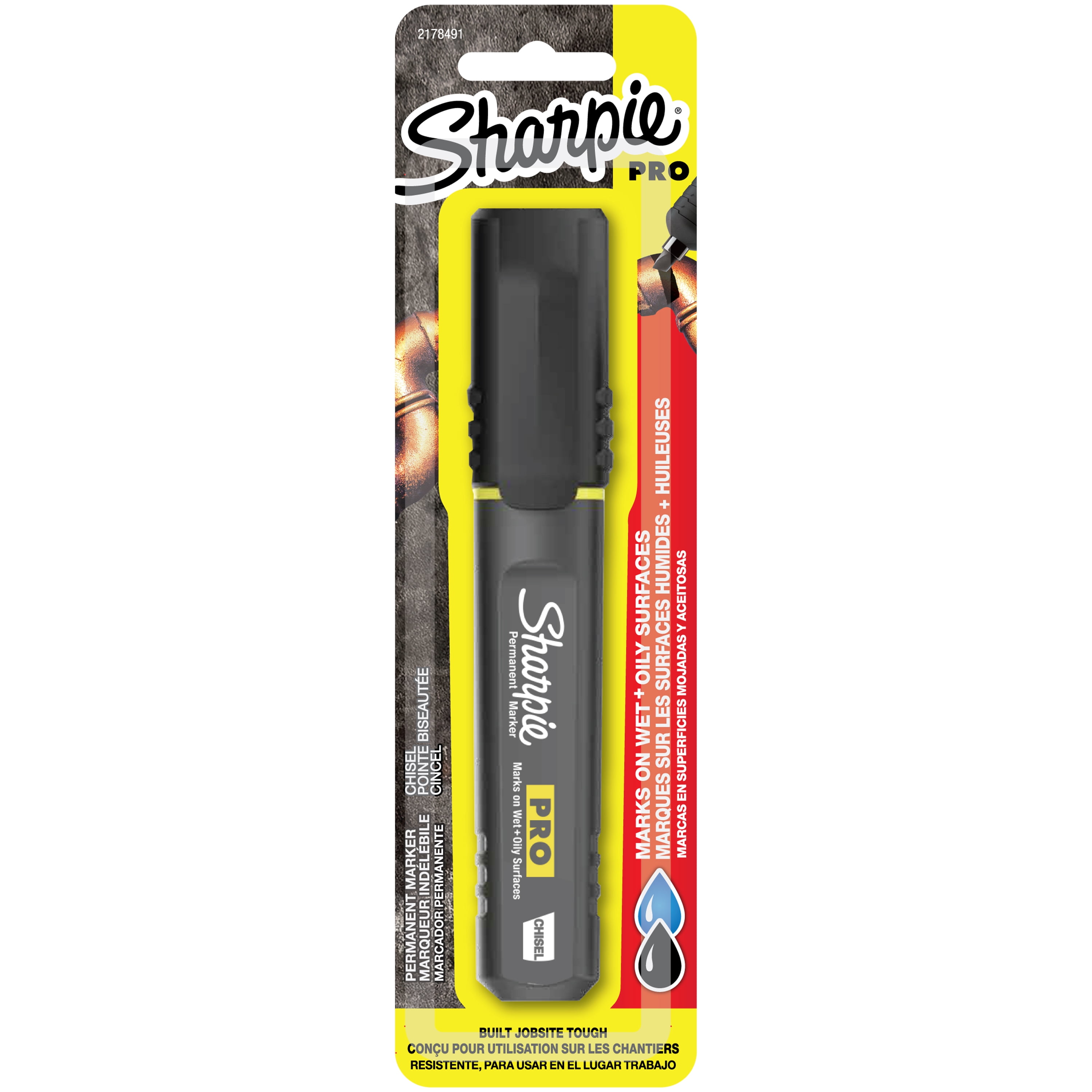 Sharpie PRO Permanent Marker, Chisel Tip, Black, 1 Count