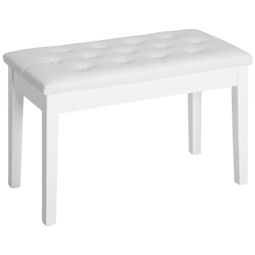 HOMCOM Banc de Piano Rembourré de 30 Pouces avec Rangement, Siège de Clavier d'Artiste en Similicuir (Blanc)