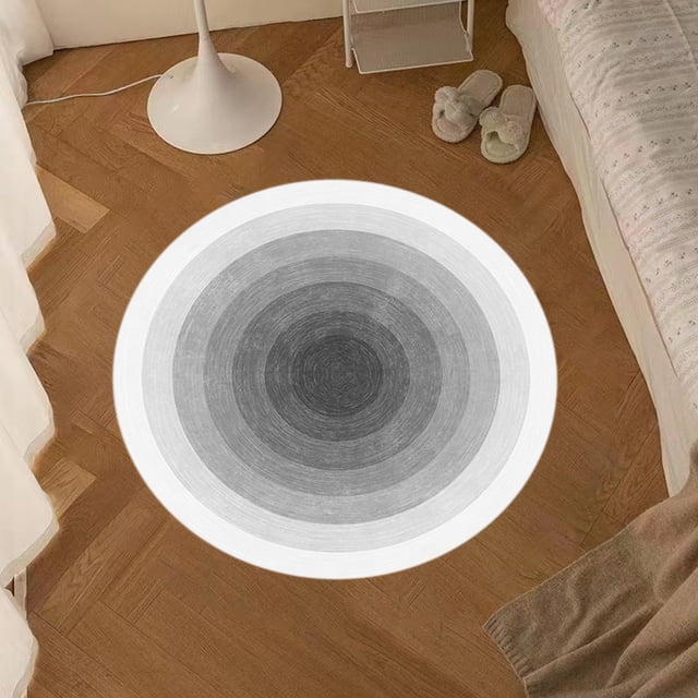 Fridja Gray Round Area Rug 15.74" for Bedroom, Machine Washable, Solid Color Soft Cozy Circle Rugs for Kids Room, Living Room Decor, Cute Carpet for Nursery Playroom Dorm Baby Teens