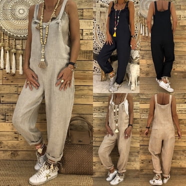 Fashion Women Sleeveless Dungarees Overall Long Playsuit Jumpsuit Romper Pants Trousers
