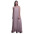 thumbnail image 1 of Bimba Robe de Nuit Artistique Imprimée à Plumes de Saumon Rose Pâle pour Femmes Longue à Bretelles Spaghetti Robe Maxi Vêtement de Nuit Robe Medium, 1 of 5