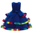 thumbnail image 3 of B91xZ Robes à Manches Courtes pour Petites Filles Robe Midi Décontractée à Manches Volantées, Bleu 3-4 Ans, 3 of 5