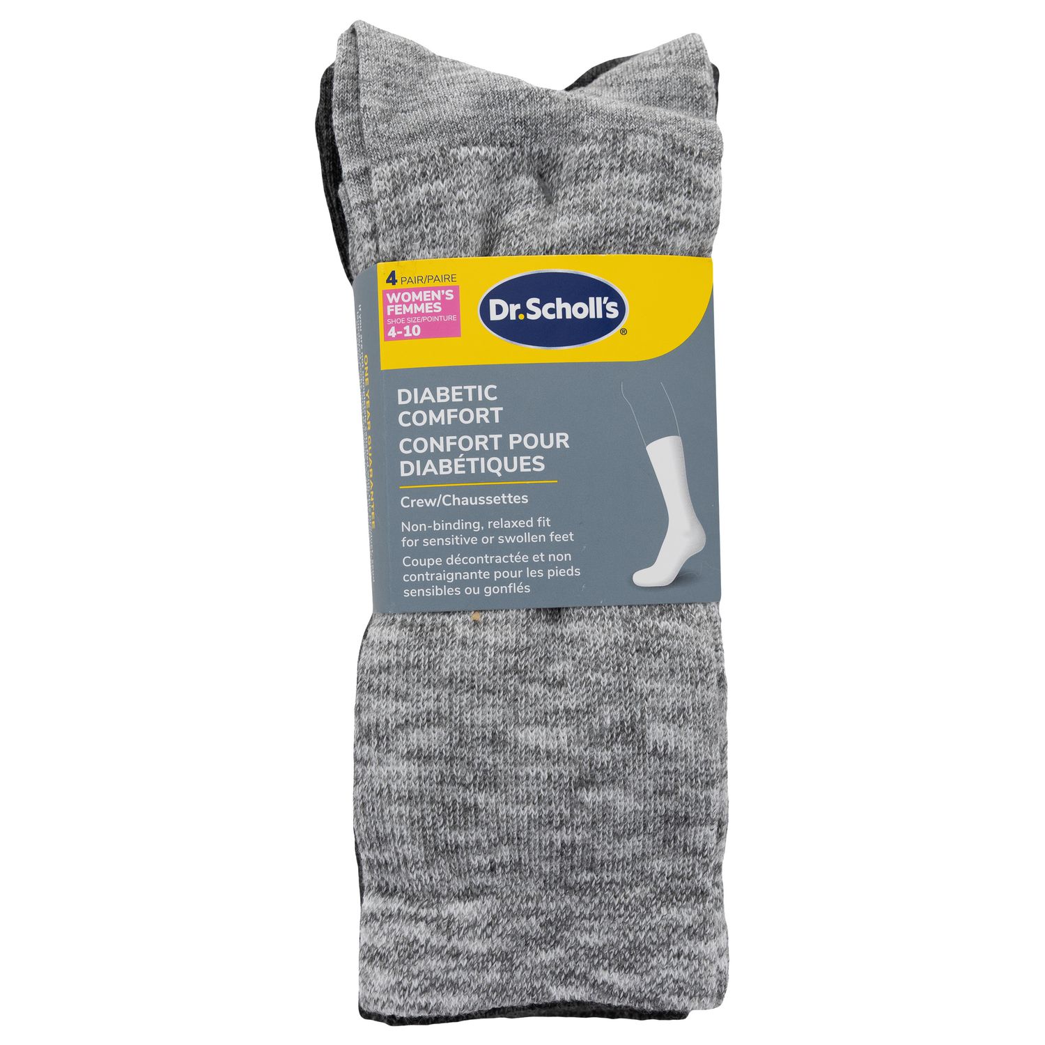 Dr. Scholl's Chaussettes diabétiques pour dames - 4 Paires - doux, haut non-contraignant avec technologie regulatrice de temperature