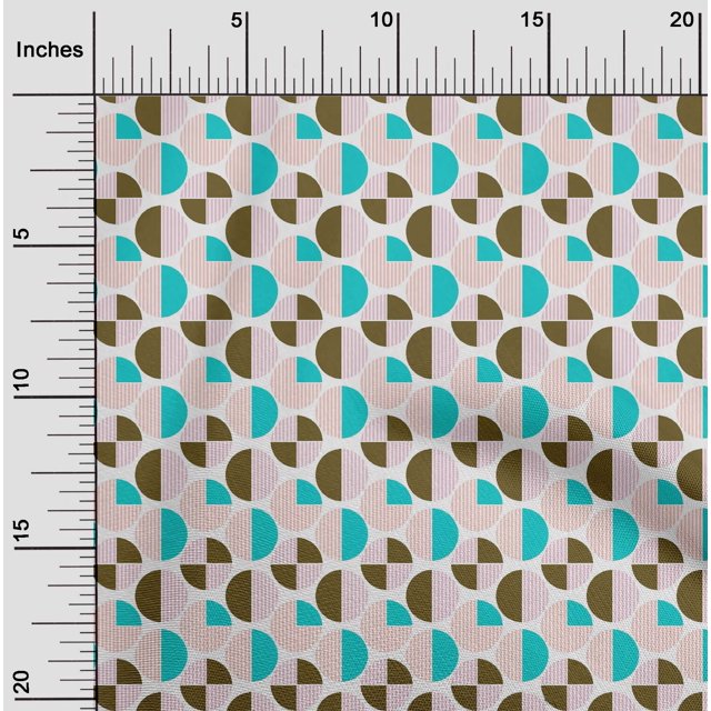 oneOone Silk Tabby Fabric Circle Geometric Print Fabric By The Yard 42 Inch Wide
