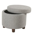 thumbnail image 4 of HomePop Pouf de Rangement Rond Transitionnel en Bois et Tissu, Gris Pâle, 4 of 8