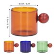 thumbnail image 2 of 3 Colors Coffee Mug, Heat Resistant Simple and Vintage Style Glass Coffee Mug with Wooden Ball for Coffee Beer Tea [brown], 2 of 9