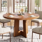 GloryStar 47" Round Pedestal Kitchen Table, Compact Dining Table for 4–6 People for Living Room or Dining Area