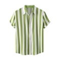 thumbnail image 1 of TopLLC Polos pour Hommes à Rayures à Manches Courtes Style Hawaïen Tropical Coupe Régulière Chemises en Coton à Boutons, 1 of 8