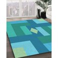 thumbnail image 3 of Ahgly Company Tapis d'Intérieur Lavable en Machine Carré Turquoise Bleu Vif, 3 Pieds Carré, 3 of 7