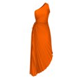 thumbnail image 4 of Pisexur Robe Sans Manches à Épaules Dénudées pour Femme, Imprimée, Manches Courtes, Unie, Décontractée, Confortable, Tunique à une Épaule Plissée, Mini-Robe Ajustée, Robe pour Femme, 4 of 6