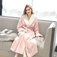 thumbnail image 3 of XZNGL Pyjama en Molleton pour Femmes, Peignoir Épais en Molleton Corail à Empiècements pour Femmes, Robe de Chambre, Pyjama, Tenue de Nuit, avec Poche, Long Peignoir pour Femmes, 3 of 9