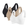 thumbnail image 1 of 3 Pack Women Plus Size Push-Up Bras No Underwire T-Shirt Bralettes Ribbed Full Coverage Sports Everyday Bras Multicolor, 42/95BCD, 1 of 5