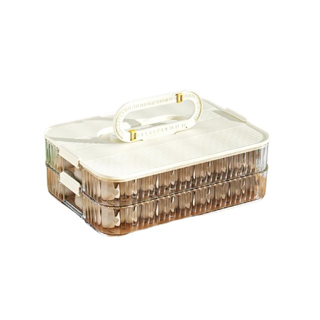 Piwvid Food Storage Containers with Lids, Plastic Cookie Storage Containers Airtight, Layer Stackable Food Containers Dumpling Storage Box for Kitchen Organizers and Storage