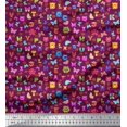 thumbnail image 1 of Soimoi Pink Rayon Fabric Insect,Sun & Cartoon Alphabets Text Printed Craft Fabric by The Yard 42 Inch Wide, 1 of 3