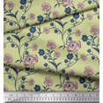 thumbnail image 2 of Soimoi Tissu Poly Georgette Feuilles & Roses Décor Floral Tissu Imprimé au Mètre 42 Pouces de Large, 2 of 3
