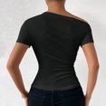 thumbnail image 3 of Plebaso Hauts à une Épaule pour Femmes Manches Courtes/longues Chemises Ajustées Froncées T-Shirts de Sortie Chemises pour Femmes, 3 of 6