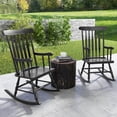 thumbnail image 4 of Costway Set of 2 Wood Rocking Chair Porch Rocker Indoor Outdoor Seat Glossy Finish Black, 4 of 7