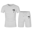 thumbnail image 3 of Men's Suits 2 | 2024 Summer Tracksuit for Men Plus Size Short Sleeve O Neck Athletic Suit Casual Color Block Drawstring Waist Tracksuit Set, 3 of 6