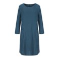 thumbnail image 4 of Robe à Manches Longues pour Femmes Mode Décontractée Col Rond Manches Longues Coton Lin Robe Mi-Mollet Poche Robes Unies Robes d'Été pour Femmes en Liquidation, 4 of 8