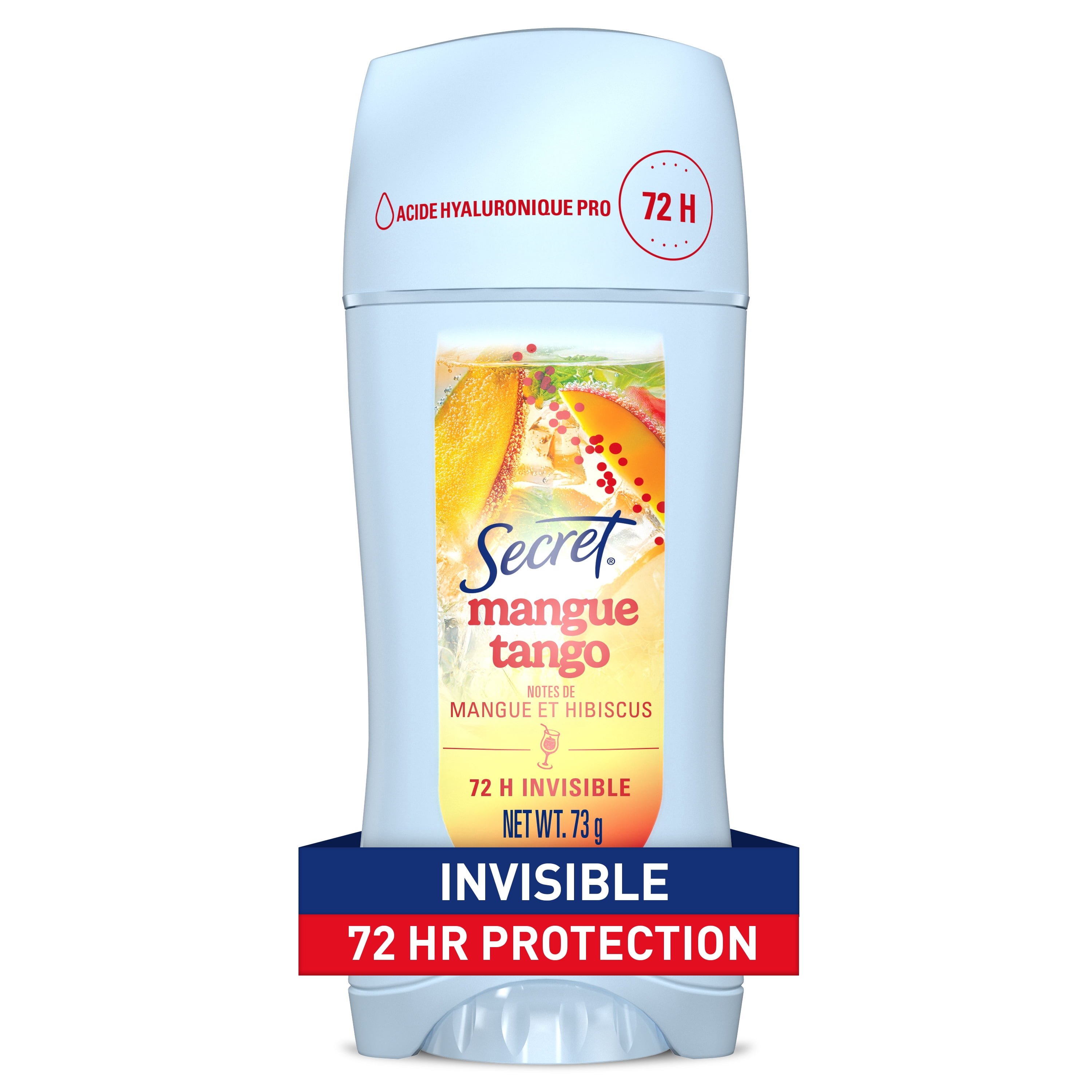 Antisudorifique et désodorisant pour femmes invisible en bâton Secret Fraîcheur, Mangue tango, 73 g