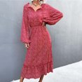 thumbnail image 4 of FcBaudy Jupes pour Femmes, Robes Midi pour Femmes, Robes d'Été pour Femmes Robe pour Femme Printemps/été à Lacets Col en V Robe Fleurie Ample Évasée Jupe Robe Femme, 4 of 6