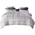 thumbnail image 2 of 3 Pcs Kin Boho Duvet Cover, Black Geometric Pattern Printed on White Bohemian Comforter Cover Bedding Set, 2 of 5