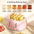 thumbnail image 4 of Toaster 4 Slice, Retro Stainless Toaster with 6 Bread Shade Settings,1.5''Wide Slots Toaster with Cancel/Defrost/Reheat Functions,Dual Independent Control Panel (Pink), 4 of 5