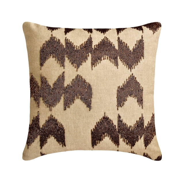 The HomeCentric Toss Pillow Covers, Brown Pack of 2, 18"x18" (45x45 cm) Throw Pillows, Linen Beaded Throw Pillows For Couch, Abstract Pattern Modern Style Easter - Altitude