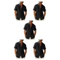 thumbnail image 2 of pitrice Men Shirt Casual Short Sleeve Breathable Replacement Button Down Solid Color Fashionable Home Dating Shirts Top Black M 5Set, 2 of 6