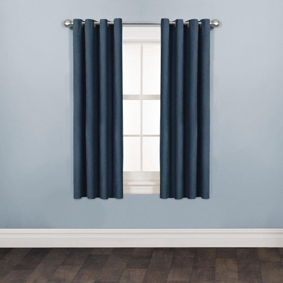 Panneaux de rideaux de fenêtre en fausse daim de 63" en fausse draperie, Bleu marine
