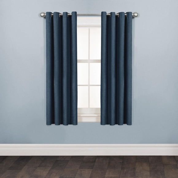Panneaux de rideaux de fenêtre en fausse daim de 63" en fausse draperie, Bleu marine
