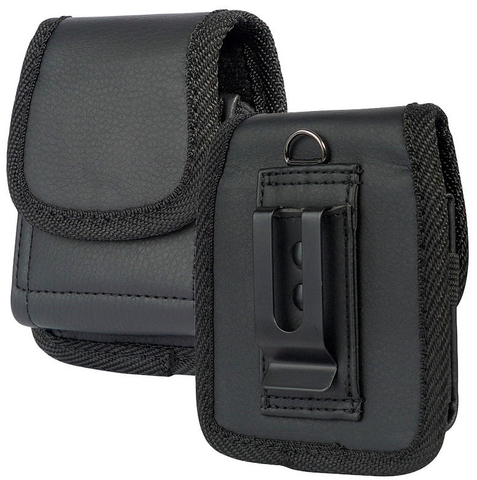 Case for Motorola RAZR 2026 Flip Phone, Nakedcellphone Vegan Leather Vertical Pouch [Belt Loop, Metal Clip, Magnetic Closure] for Moto RAZR PLUS ULTRA 2025/2024/2023 - Black